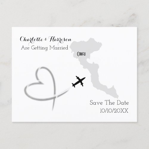 Destination Weddings Corfu Greece Save The Date Announcement Postcard