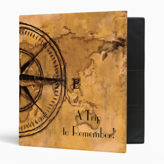 Destinations - Compass Rose and World Map 3 Ring Binder
