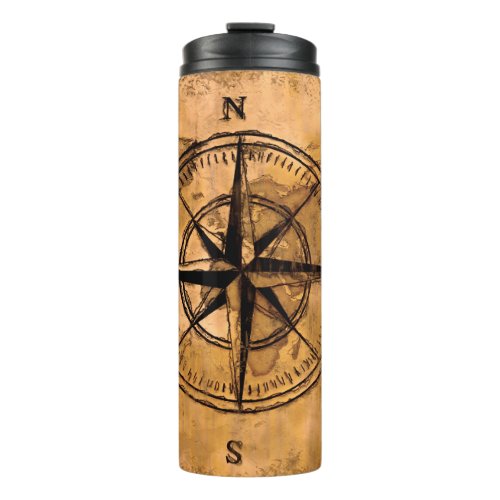 Destinations _ Compass Rose and World Map Thermal Tumbler