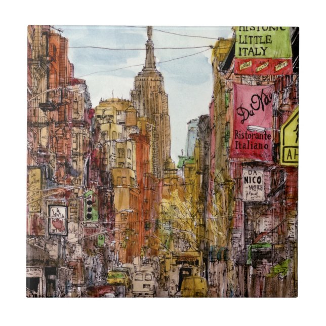 Destinations | New York City View of Little Italy Ceramic Tile (Front)