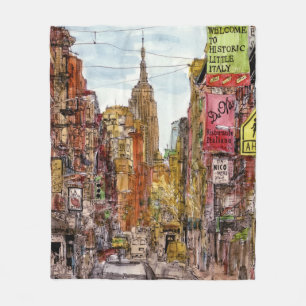 Destinations   New York City View of Little Italy Fleece Blanket