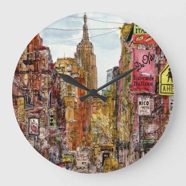 Destinations | New York City View of Little Italy Large Clock (Front)