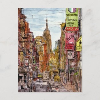 Destinations | New York City View Of Little Italy Postcard by worldartgroup at Zazzle
