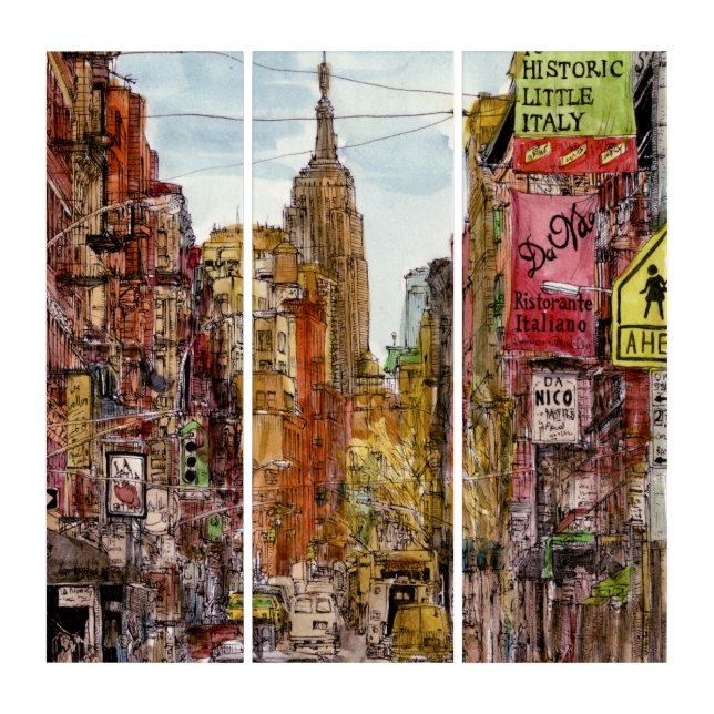 Destinations | New York City View of Little Italy Triptych (Front)