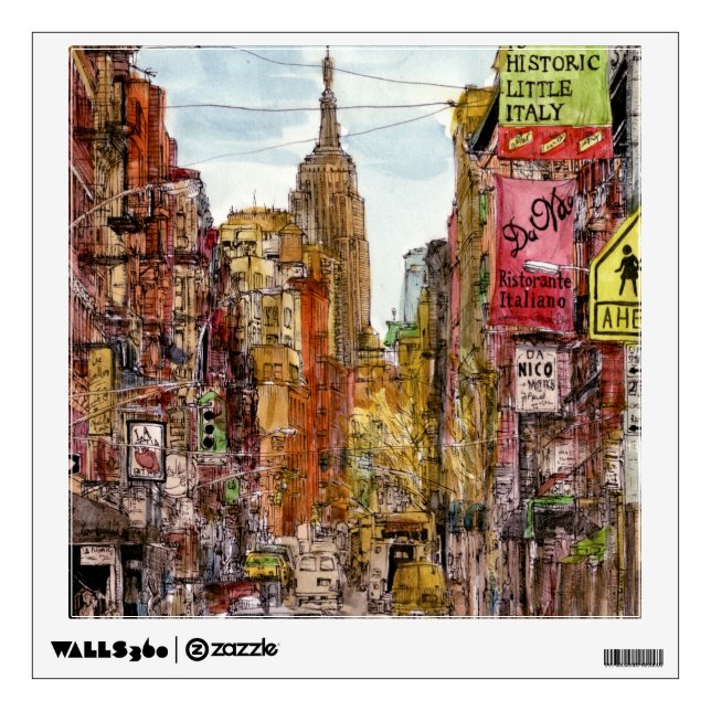 Destinations | New York City View of Little Italy Wall Sticker (Front)