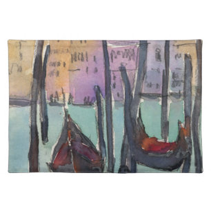 Destinations Two Gondolas in Venice Sketch Cloth Placemat
