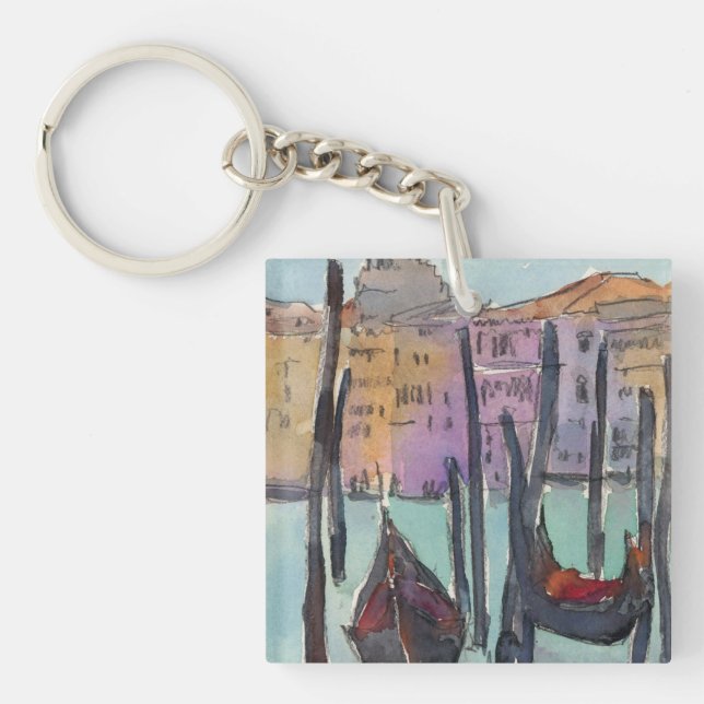 Destinations | Two Gondolas in Venice Sketch Keychain (Front)
