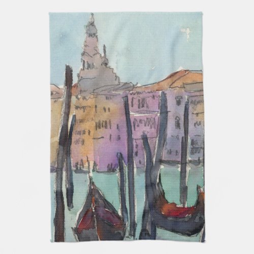 Destinations  Two Gondolas in Venice Sketch Kitchen Towel