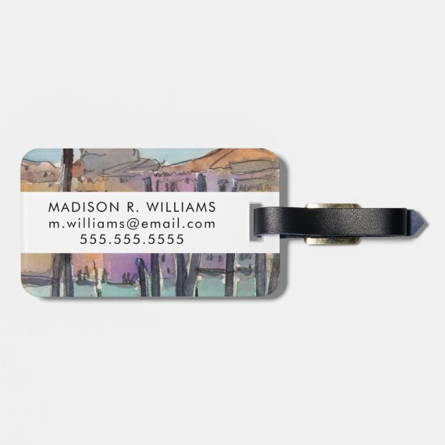 Destinations | Two Gondolas in Venice Sketch Luggage Tag (Back Horizontal)