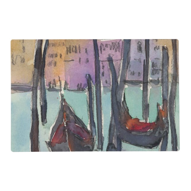 Destinations | Two Gondolas in Venice Sketch Placemat (Front)