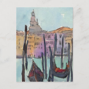 Destinations Two Gondolas in Venice Sketch Postcard