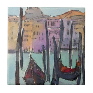 Destinations Two Gondolas in Venice Sketch Tile