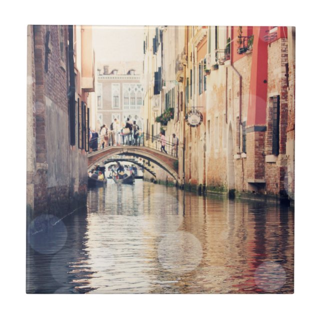 Destinations | Venice Gondolas Photograph Ceramic Tile (Front)