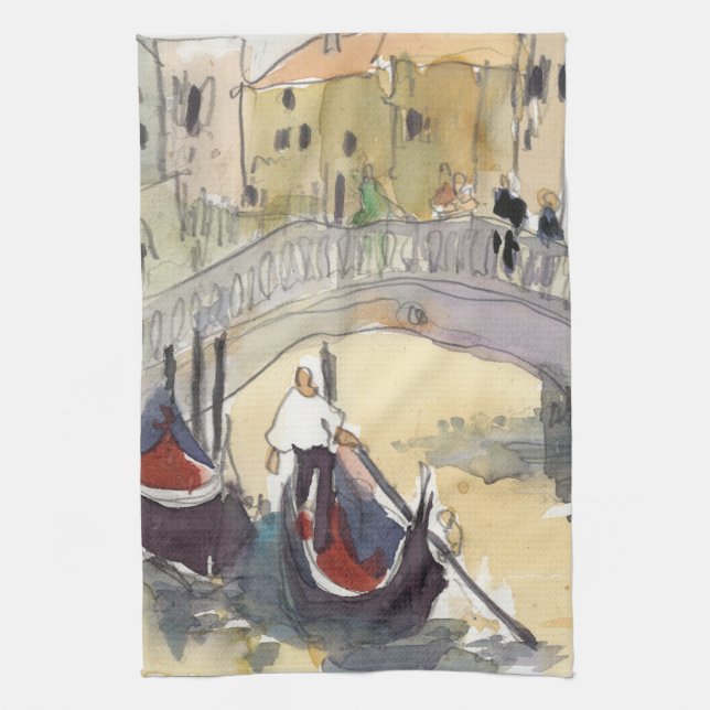 Destinations | Venice Plein Air Gondola Ride Kitchen Towel (Vertical)