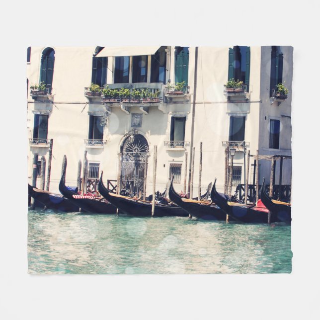Destinations | Venice Waterfront Photograph Fleece Blanket (Front (Horizontal))