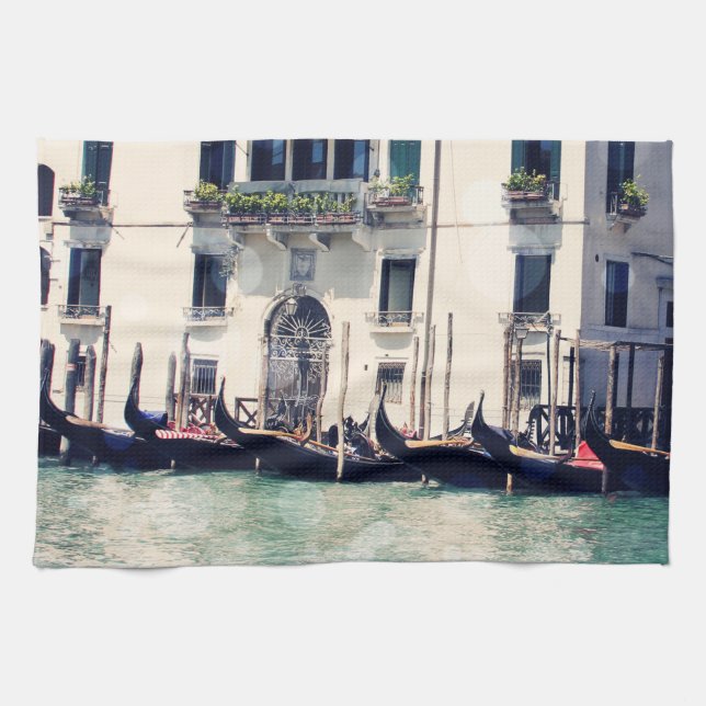 Destinations | Venice Waterfront Photograph Kitchen Towel (Horizontal)