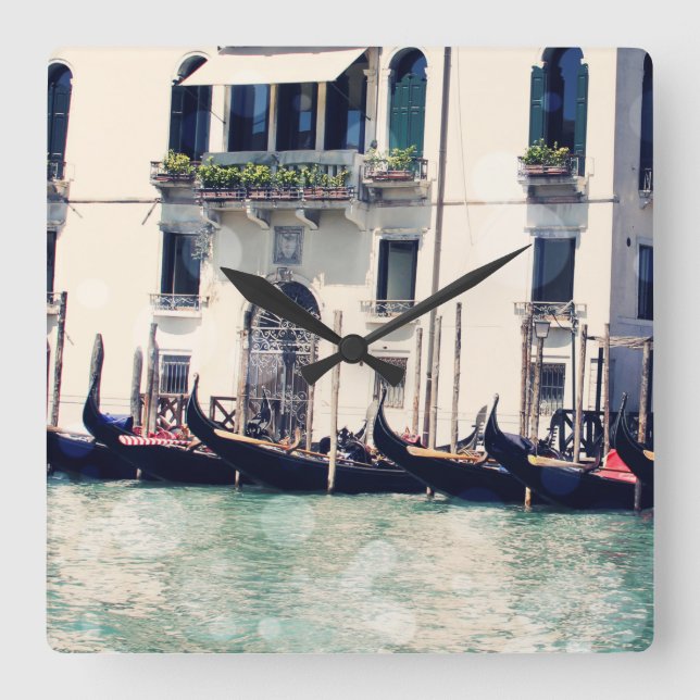 Destinations | Venice Waterfront Photograph Square Wall Clock (Front)