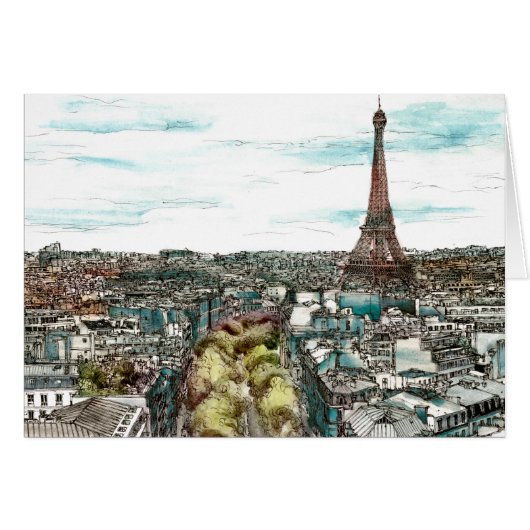 Destinations | Vintage Eiffel Tower in Paris View (Front Horizontal)