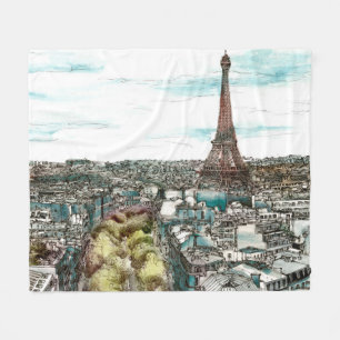 Destinations Vintage Eiffel Tower in Paris View Fleece Blanket