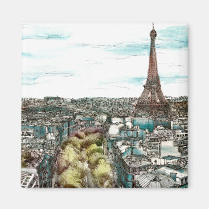 Destinations Vintage Eiffel Tower in Paris View Magnet
