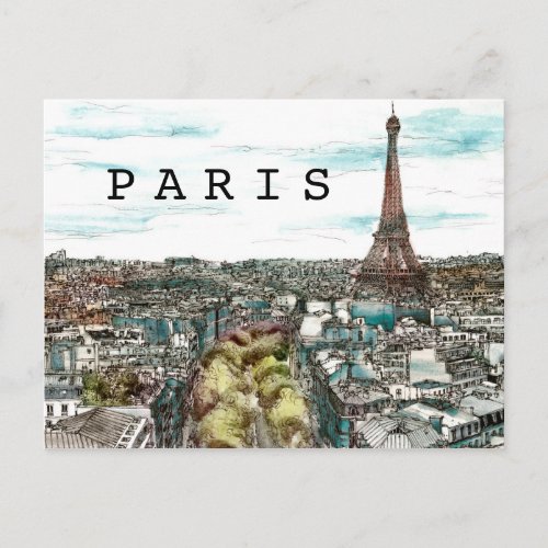 Destinations  Vintage Eiffel Tower in Paris View Postcard