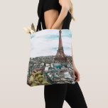 Destinations | Vintage Eiffel Tower in Paris View Tote Bag<br><div class="desc">Afternoon has broken and you are transpired in a beautiful day in Paris. The watercolor gives us a fresh outlook at the booming capital of France. The fantastic artwork was painted by the one and only Melissa Wang. She allows us to see Paris through her eyes. With the Eiffel Tower...</div>