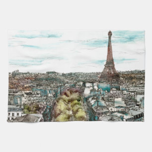 Destinations Vintage Eiffel Tower in Paris View Towel
