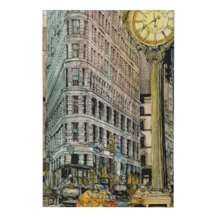 Destinations Vintage Fifth Avenue Clock Faux Canvas Print