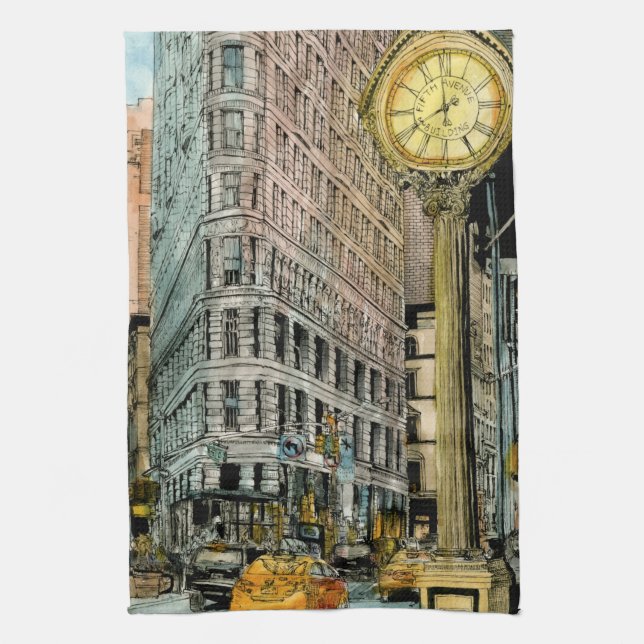 Destinations | Vintage Fifth Avenue Clock Kitchen Towel (Vertical)