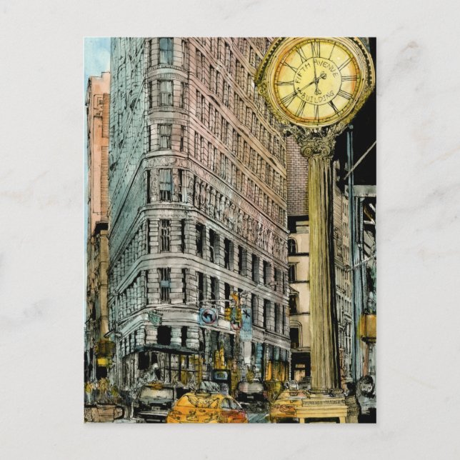 Destinations | Vintage Fifth Avenue Clock Postcard (Front)
