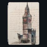 Destinations | Vintage Letters From Big Ben iPad Pro Cover<br><div class="desc">Explore a wide range of products from Zazzle with this amazing piece of artwork; Letters from Big Ben by Melissa Wang. This watercolor and ink design along with many others on the store are brought to you by World Art Group. Depicted here is Elizabeth tower, which houses the famous bell...</div>