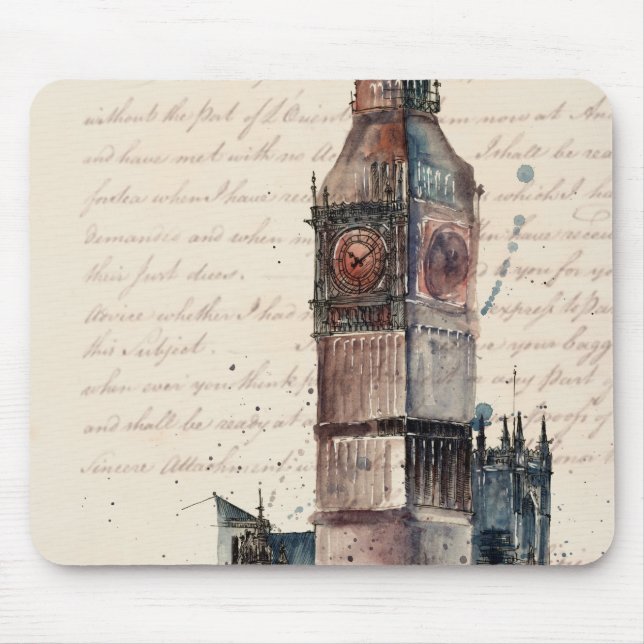 Destinations | Vintage Letters From Big Ben Mouse Pad (Front)
