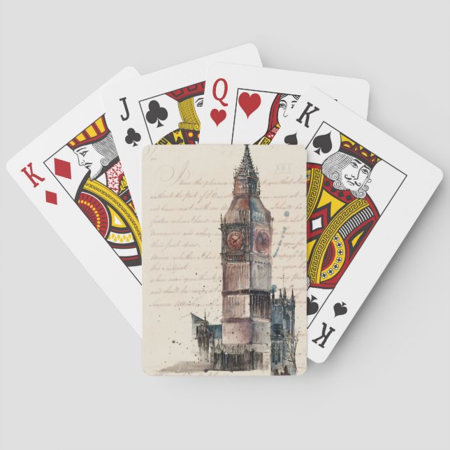 Destinations | Vintage Letters From Big Ben Poker Cards (Back)