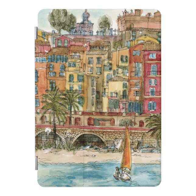 Destinations | Watercolor Beach & Buildings iPad Pro Cover (Front)