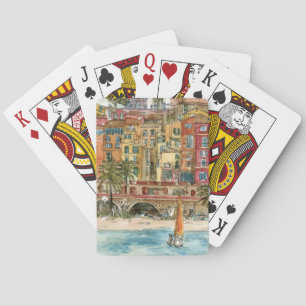 Destinations Watercolor Beach & Buildings Poker Cards