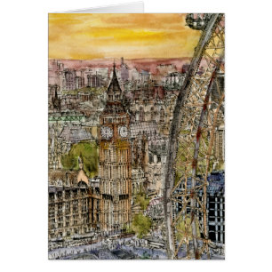 Destinations   Watercolor Big Ben & London Eye