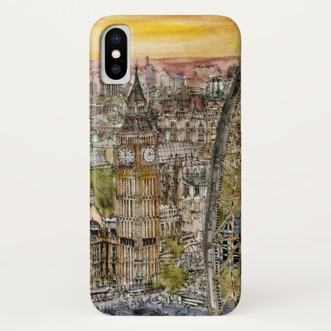 Destinations | Watercolor Big Ben & London Eye Case-Mate iPhone Case (Back)