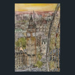 Destinations | Watercolor Big Ben & London Eye Faux Canvas Print<br><div class="desc">A beautiful watercolor and ink design created by the talented Melissa Wang. Our eyes are drawn to the center of this piece where we find London's own Big Ben. Perhaps 3.00 pm was a significant time to the gifted artist as portrayed on the clock's face. Situated at the left of...</div>