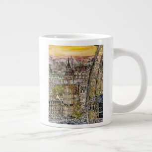 Destinations Watercolor Big Ben & London Eye Giant Coffee Mug