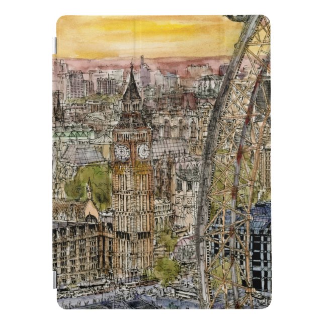 Destinations | Watercolor Big Ben & London Eye iPad Pro Cover (Front)
