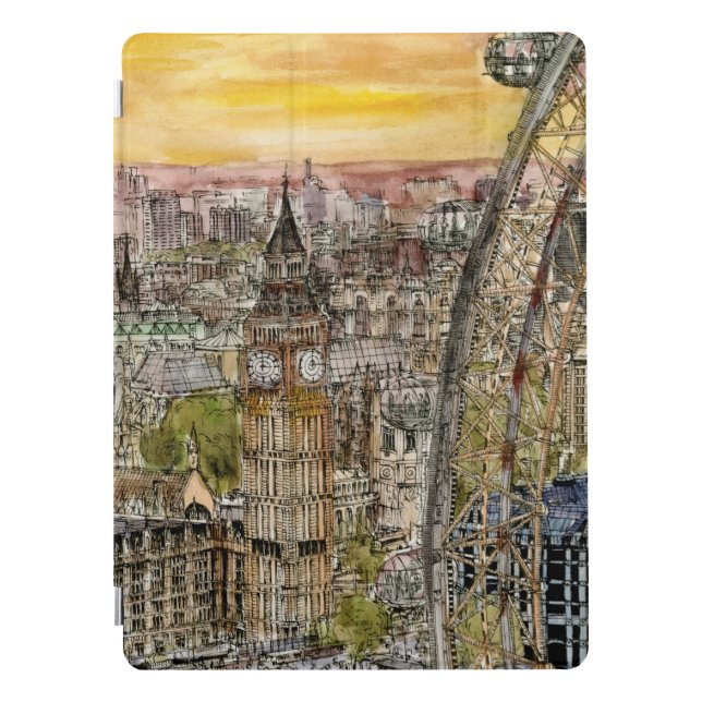 Destinations | Watercolor Big Ben & London Eye iPad Pro Cover (Front)