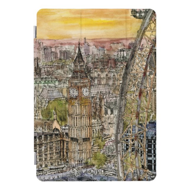 Destinations | Watercolor Big Ben & London Eye iPad Pro Cover (Front)