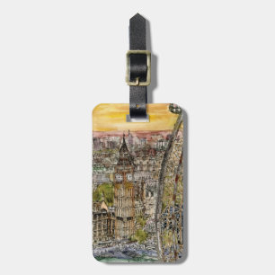Destinations Watercolor Big Ben & London Eye Luggage Tag