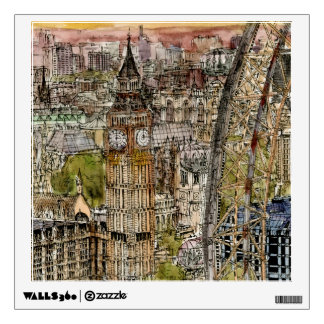 Destinations | Watercolor Big Ben & London Eye Wall Sticker