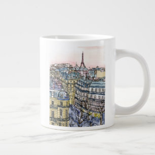 Destinations Watercolor Eiffel Tower & Paris Large Coffee Mug