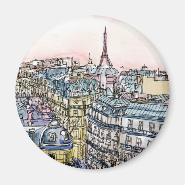 Destinations | Watercolor Eiffel Tower & Paris Magnet (Front)