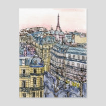 Destinations | Watercolor Eiffel Tower & Paris Postcard