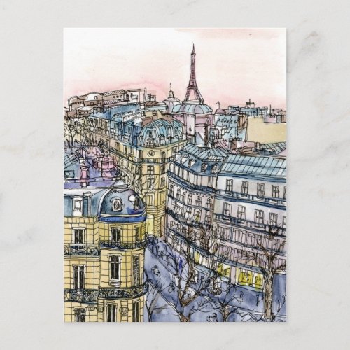 Destinations  Watercolor Eiffel Tower  Paris Postcard
