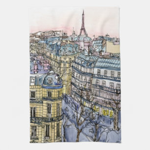 Destinations Watercolor Eiffel Tower & Paris Towel