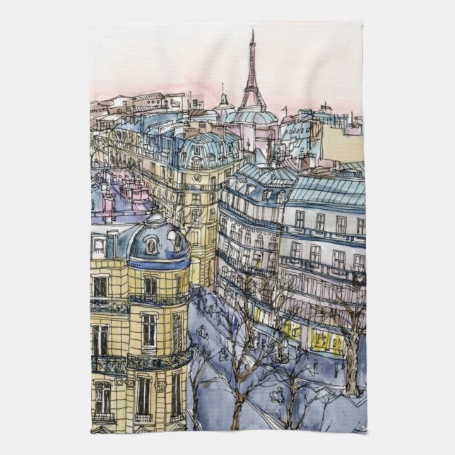 Destinations | Watercolor Eiffel Tower & Paris Towel (Vertical)